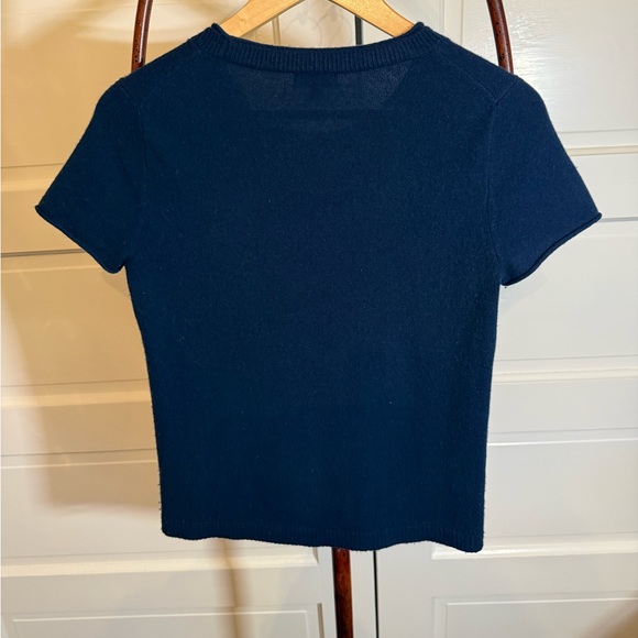 .J Crew 100% Cashmere Tee Sweater Navy Minimalist Capsule Wardrobe - Picture 4 of 7